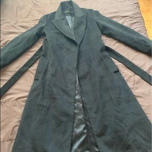 Black suede trench coat